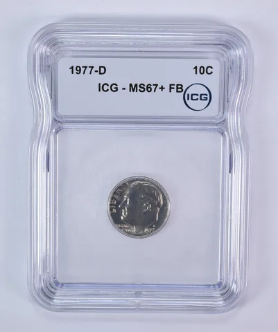 1977-D Roosevelt Dime MS67+ FB ICG