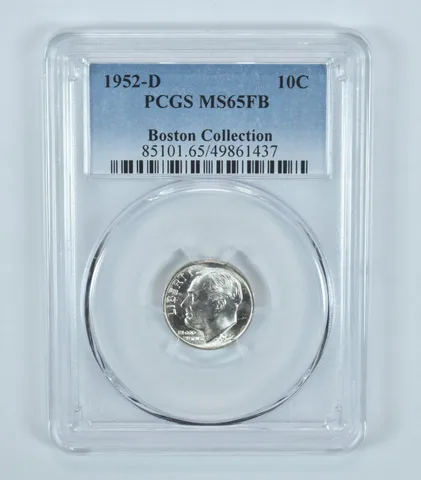 1952-D Roosevelt Dime Boston Collection MS65 FB PCGS Blue Label