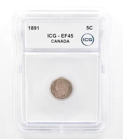 1891 Canada 5 Cents EF45 ICG Beautiful Tone *5757