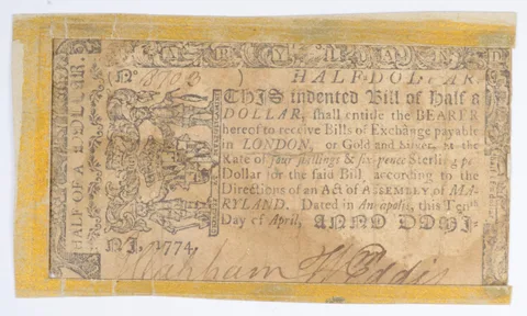 1774 Colonial Maryland - Annapolis Half Dollar Note a2389
