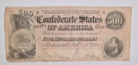 1864 $500 Confederate States Of America Large Note Horse Blanket *5449