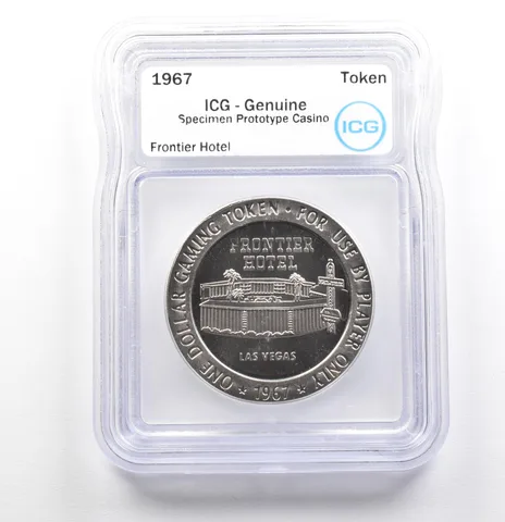 1967 Casino Token Frontier Hotel Half Dollar Specimen Prototype ICG a0574