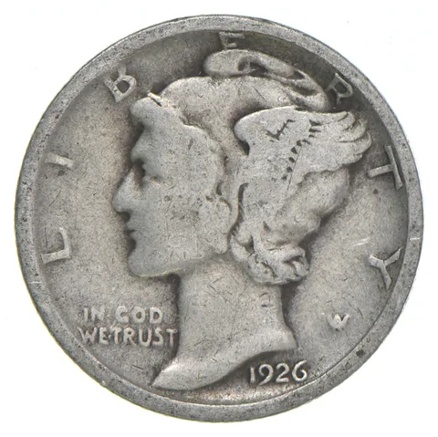 VG+ 1926-D Mercury 90% Silver Dime