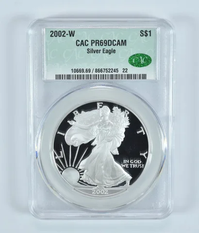 2002-W American Silver Eagle PR69 DCAM CAC CACg