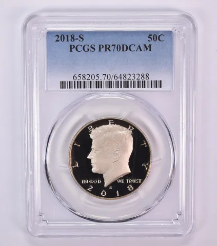 2018-S Kennedy Half Dollar PR70 DCAM PCGS Blue Label