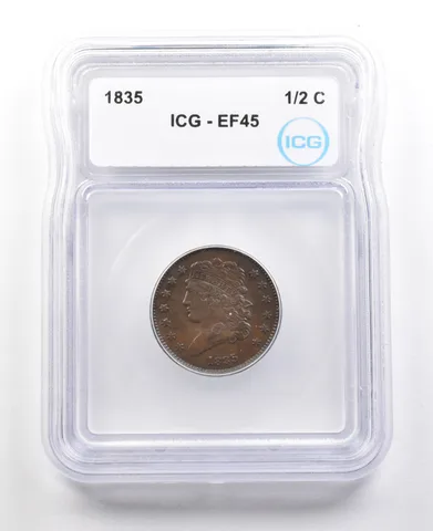 1835 Classic Head Half Cent EF45 ICG *3539