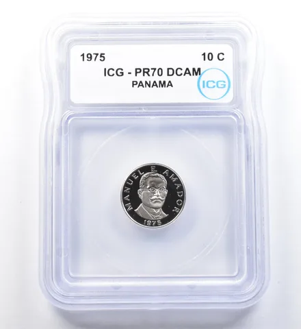 1975 Panama 10 Cents PR70 DCAM ICG a1108