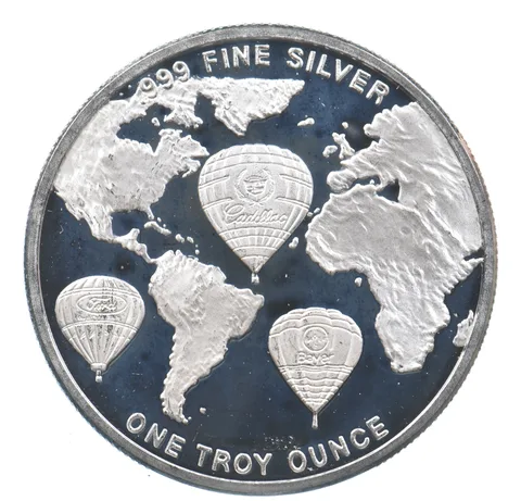 VINTAGE Art Bar/Round 1996 Kodak Albuquerque Balloon Fiesta Silver 1 T Oz *222