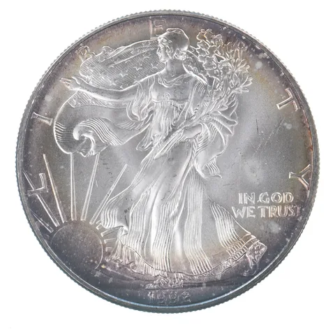 Beautiful Toned - 1992 American Silver Eagle 1 Troy Oz .999 Fine Silver *115