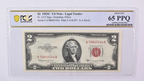 1953 C $2 US Legal Tender Fr#1512 Gem Unc 65 PPQ PCGS
