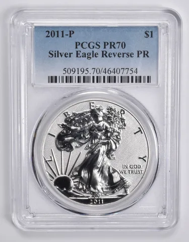 2011-P American Silver Eagle Reverse Proof PR70 Reverse PCGS Blue Label