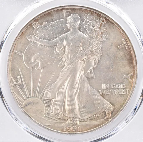 1991 American Silver Eagle MS64 PCGS Beautiful Tone *1478