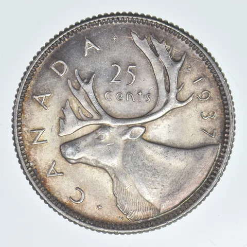 1937 Canada 25 Cents Beautiful Tone a8040