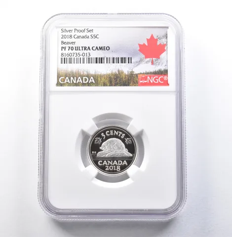 2018 Canada 5 Cents Silver Proof Set Beaver PF70 UCAM NGC a5870