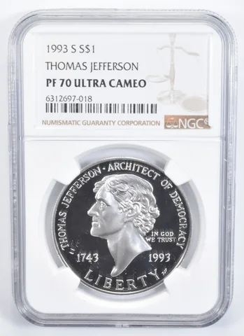 1993-S Thomas Jefferson Commemorative Silver Dollar PF70 UC NGC