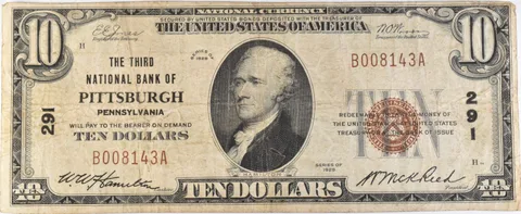 1929 $10 Pittsburgh PA National Currency Note Ch#291 *9619