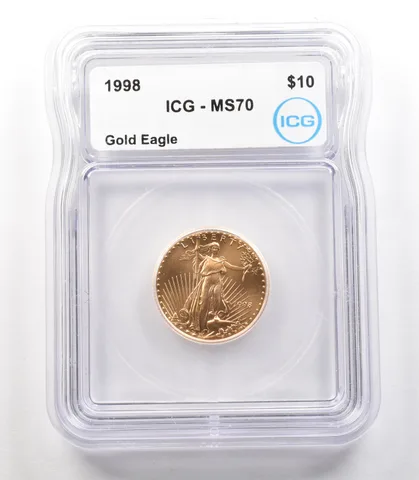 1998 $10 American Gold Eagle 1/4 Oz Gold MS70 ICG