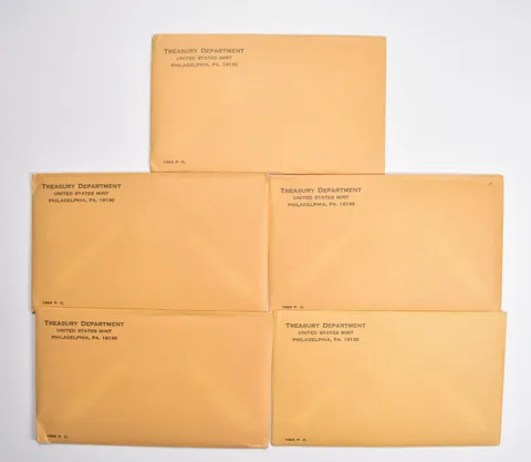 Lot (5) OGP 1964 US Mint Proof Set Envelopes - Empty - NO COINS
