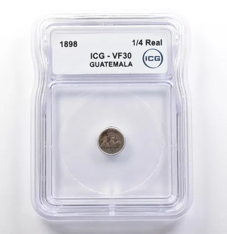 1898 Guatemala 1/4 Real VF30 ICG *9955