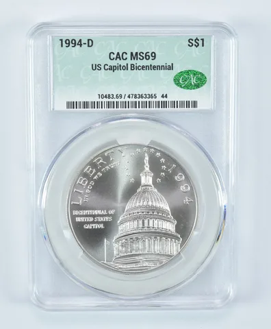 1994-D US Capitol Commemorative Silver Dollar MS69 CAC CACg