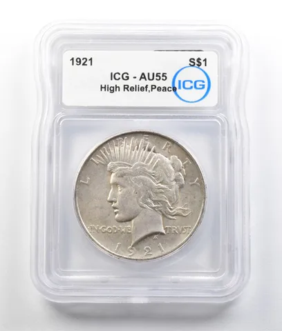 1921 Peace Silver Dollar High Relief AU55 ICG *9355