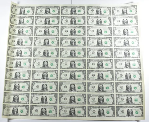 Lot (50) 2017 $1 New York NY FRN Uncut Sheet *8577