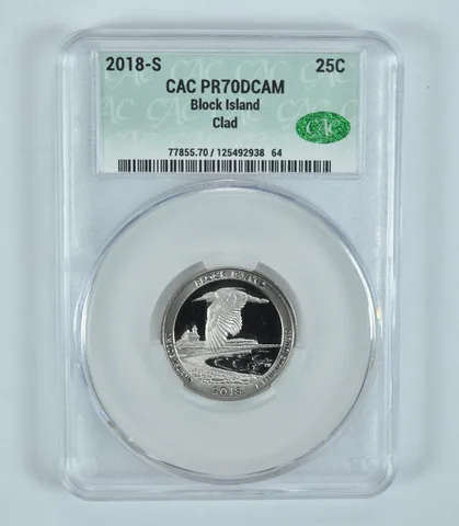 2018-S Washington Quarter Block Island ATB CLAD PR70 DCAM CAC CACg