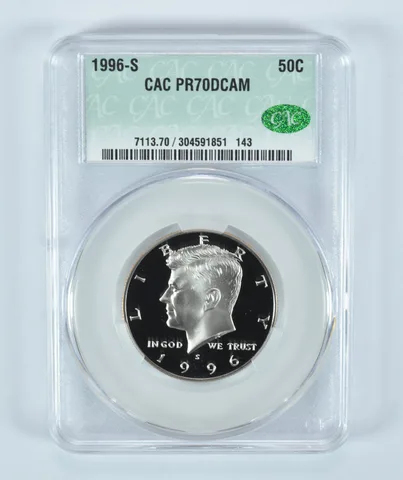 1996-S Kennedy Half Dollar PR70 DCAM CAC CACg