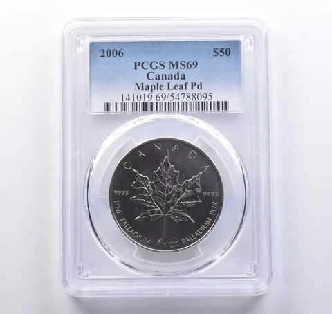 2006 Canada 50 Dollars Palladium Maple Leaf 1 Oz Palladium MS69 PCGS
