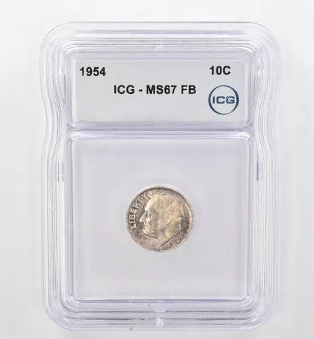 1954 Roosevelt Dime MS67 FB ICG Peripheral Tone *9508