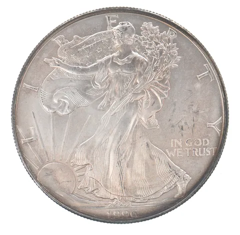 Beautiful Toned - 1996 American Silver Eagle 1 Troy Oz .999 Fine Silver *120