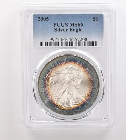 2005 American Silver Eagle MS66 PCGS Beautiful Tone *3234