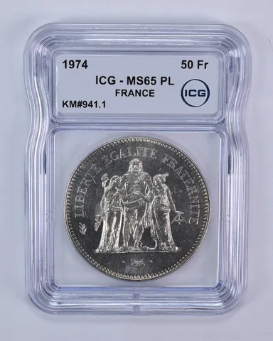 1974 France 50 Francs KM#941.1 MS65 PL ICG