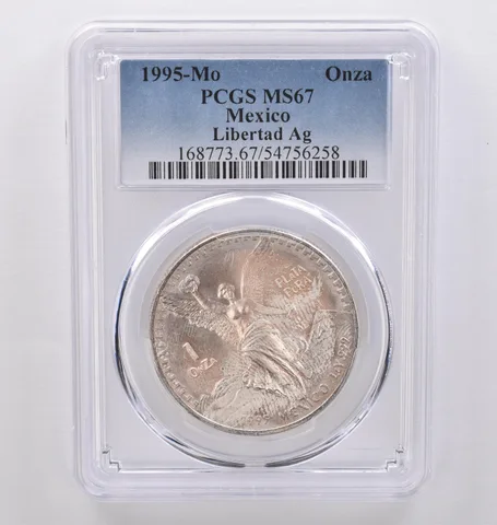 1995 Mo Mexico 1 Onza Silver Libertad MS67 PCGS Beautiful Tone *8938