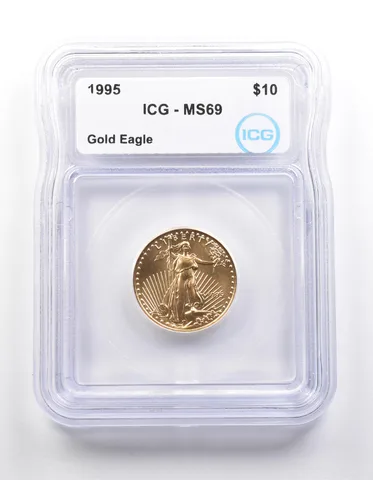 1995 $10 American Gold Eagle 1/4 Oz 0.25 Oz Gold MS69 ICG a5391