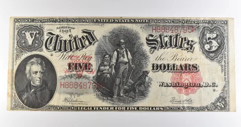 1907 $5 Legal Tender Large Note Red Seal *3525