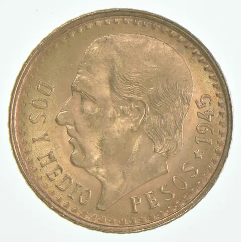 1945 Mexico Gold 2.5 Pesos .0603 Troy oz BU
