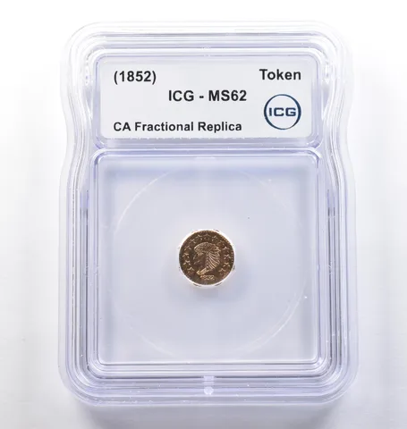 (1852) CA Fractional Gold Style Token Indian Head 1/2 Dollar MS62 ICG *3826