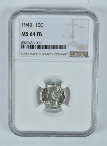 1943 Mercury Dime MS64 FB NGC Brown Label