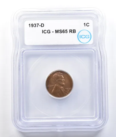 1937-D Lincoln Wheat Cent MS65 RB ICG a1483
