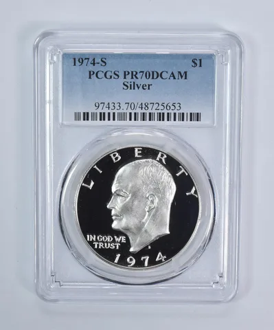1974-S Eisenhower $1 Silver PR70 DCAM PCGS Blue Label