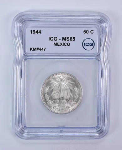 1944 Mexico 50 Centavos KM#447 MS65 ICG