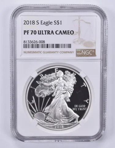 2018-S American Silver Eagle PF70 UCAM NGC Brown Label