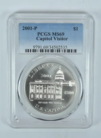2001-P Capitol Visitor Commemorative Dollar MS69 PCGS Blue Label