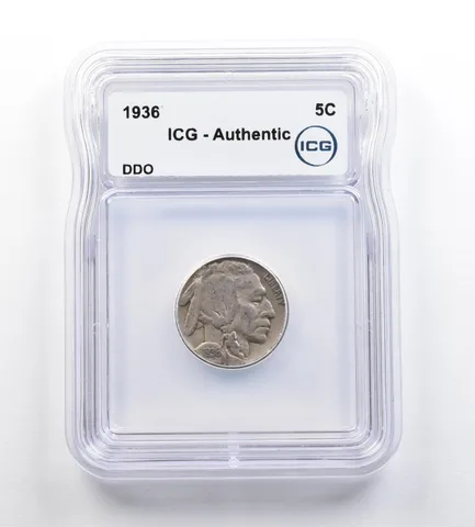 1936 Indian Head Buffalo Nickel DDO Authentic ICG *9193