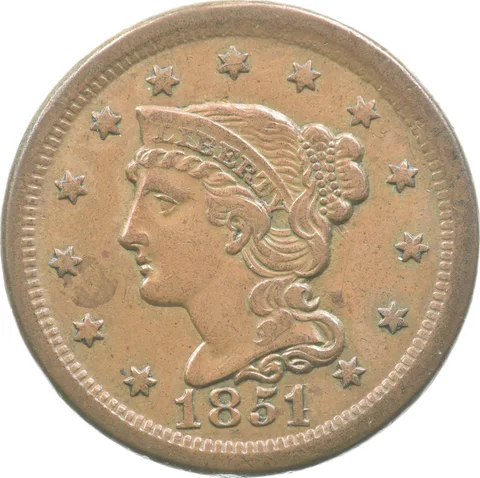 1851/81 Braided Hair Large Cent *8911
