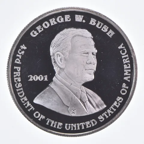 VINTAGE 2001 George W. Bush Commemorative .999 Fine Silver 1 Oz Round *543