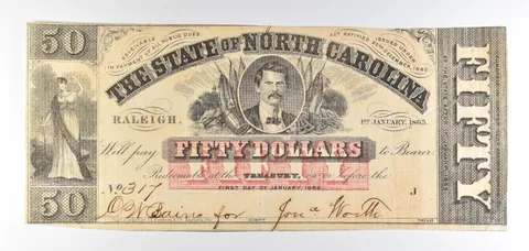 1863 $50 State Of North Carolina Obsolete Note *8748