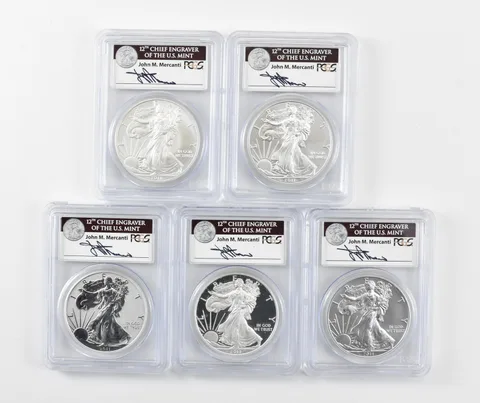2011-P/W/S Silver Eagle 25th Anni Set FS Mercanti MS70/Reverse PR70 PCGS *3567