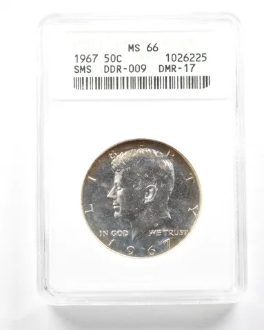 1967 Kennedy Half Dollar SMS DDR-009 DMR-17 MS66 ANACS *2097